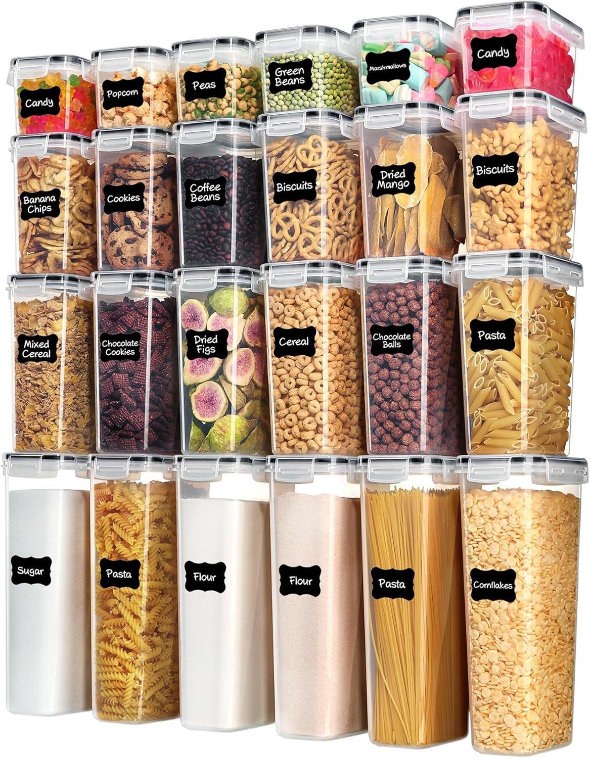 Food Storage Label - 24 Pcs Airtight Food Storage Containers