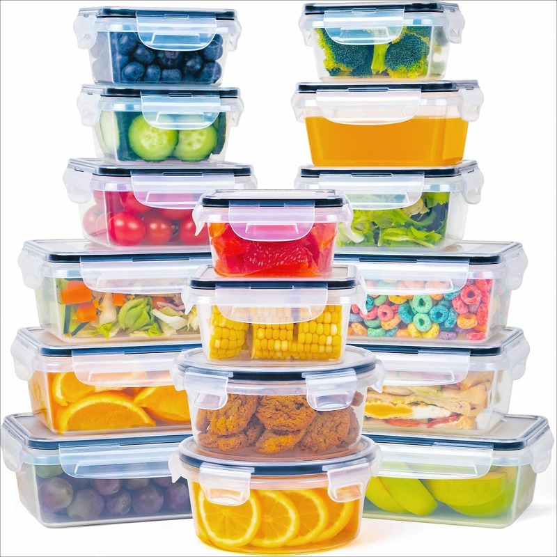 Food Storage Stackable Containers - 6-Piece Plastic Food Storage Containers Set,