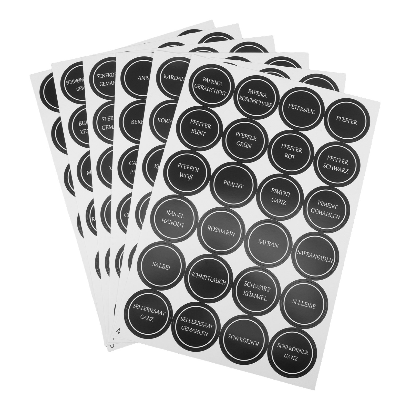Food Storage Label - 6 Sheets Round Spice Jar Labels
