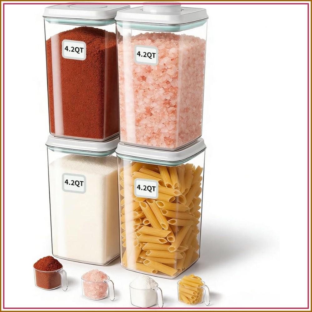 Food Storage Stackable Containers - Airtight Food Storage Containers 4-Pack, 4.22