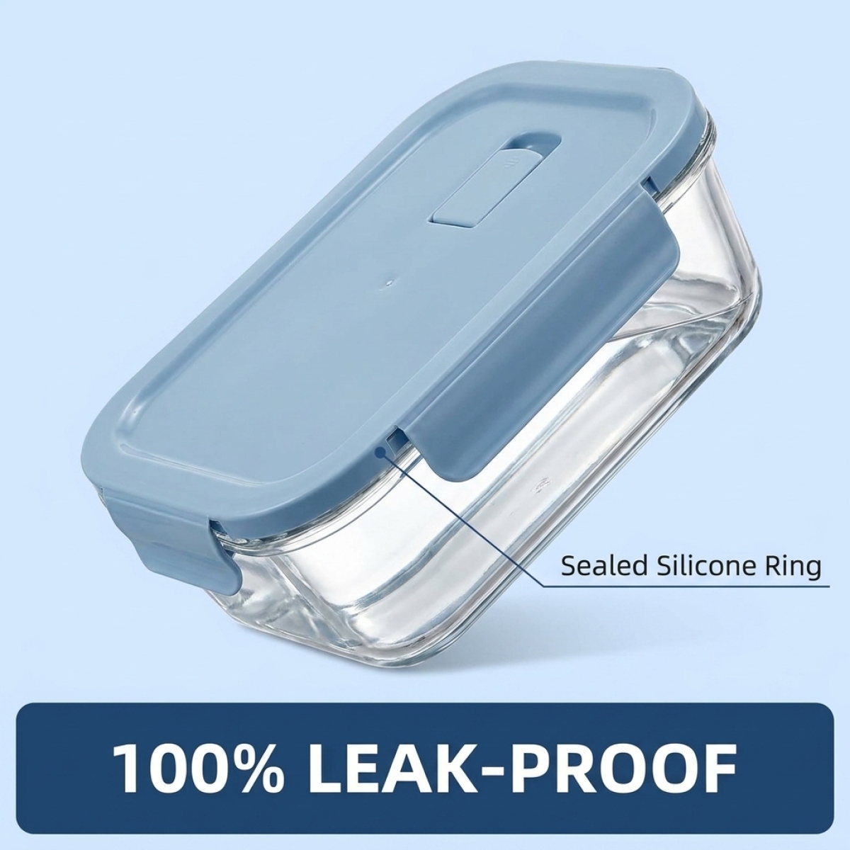 Food Storage Stackable Containers - Sky Blue Glass Food Storage Container–Premium
