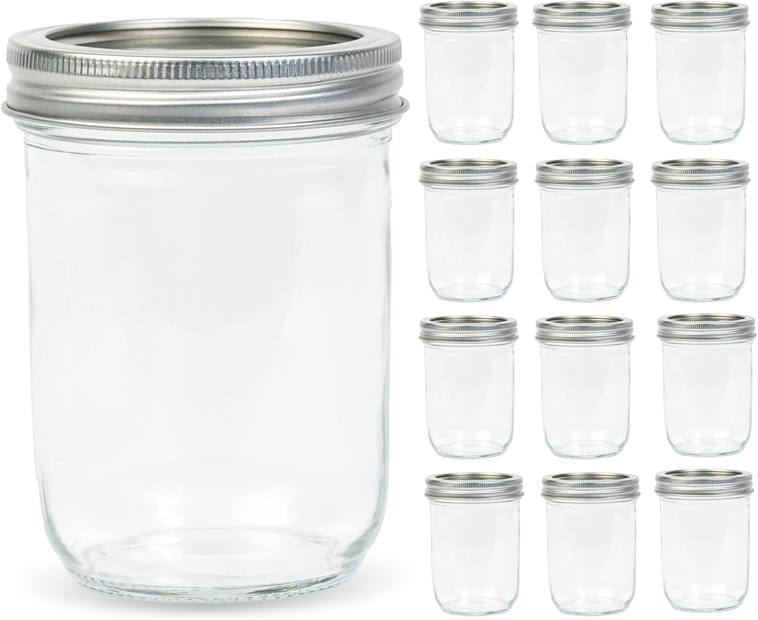 Food Storage Jars & Containers - 12 Pack 16 oz Wide Mouth