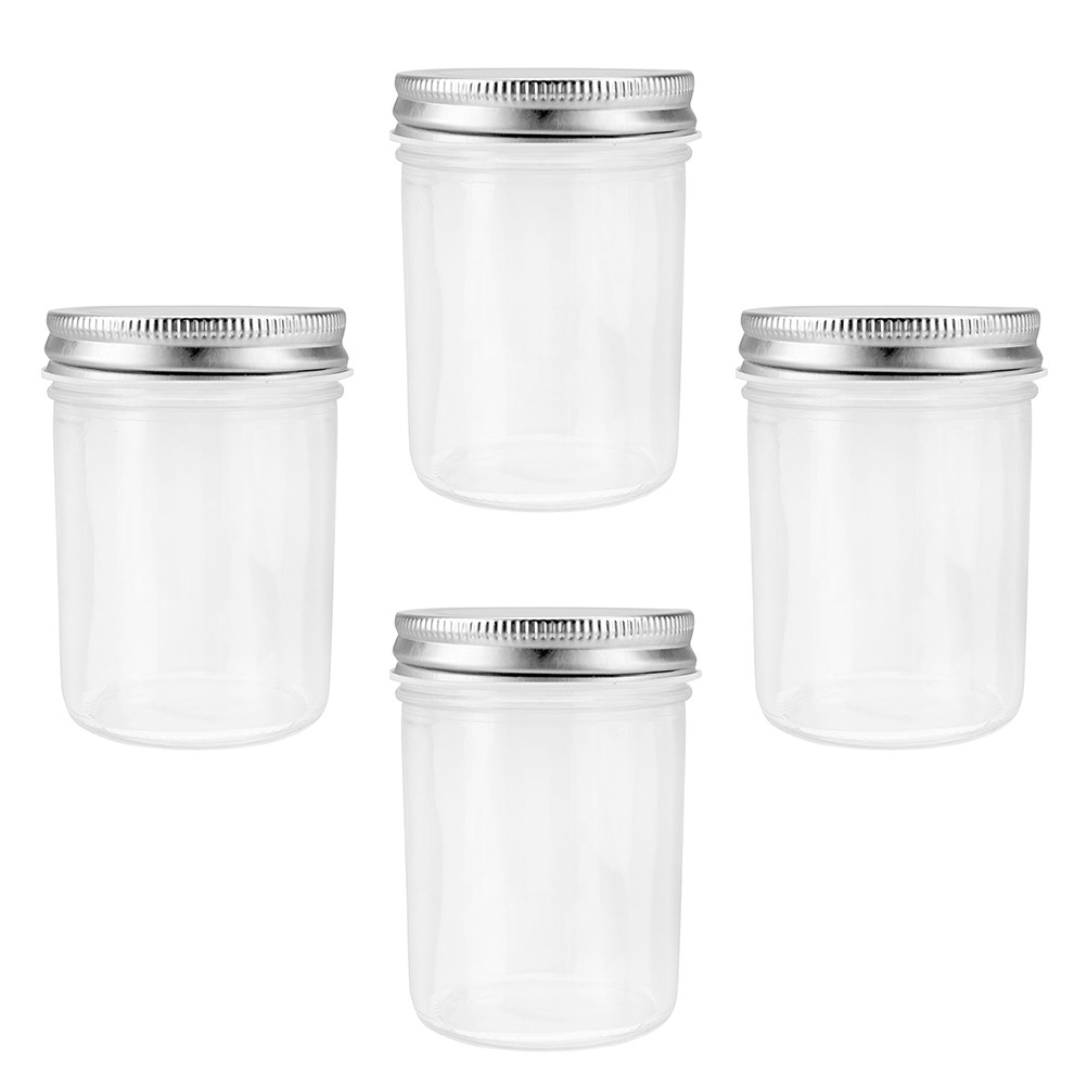 Food Storage Jars Plastic - 4Pcs Fruit Jam Canning Jars Multi-Functional