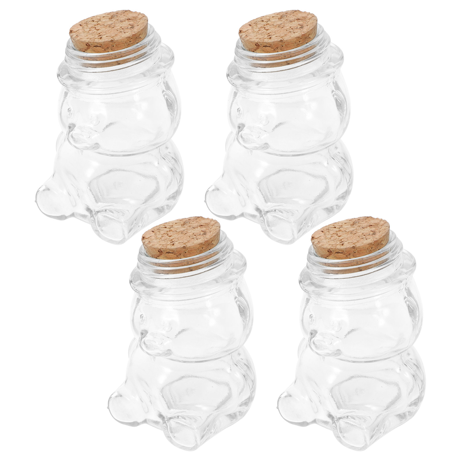 Set Food Storage - 4Pcs Glass Candy Jar Set Transparent
