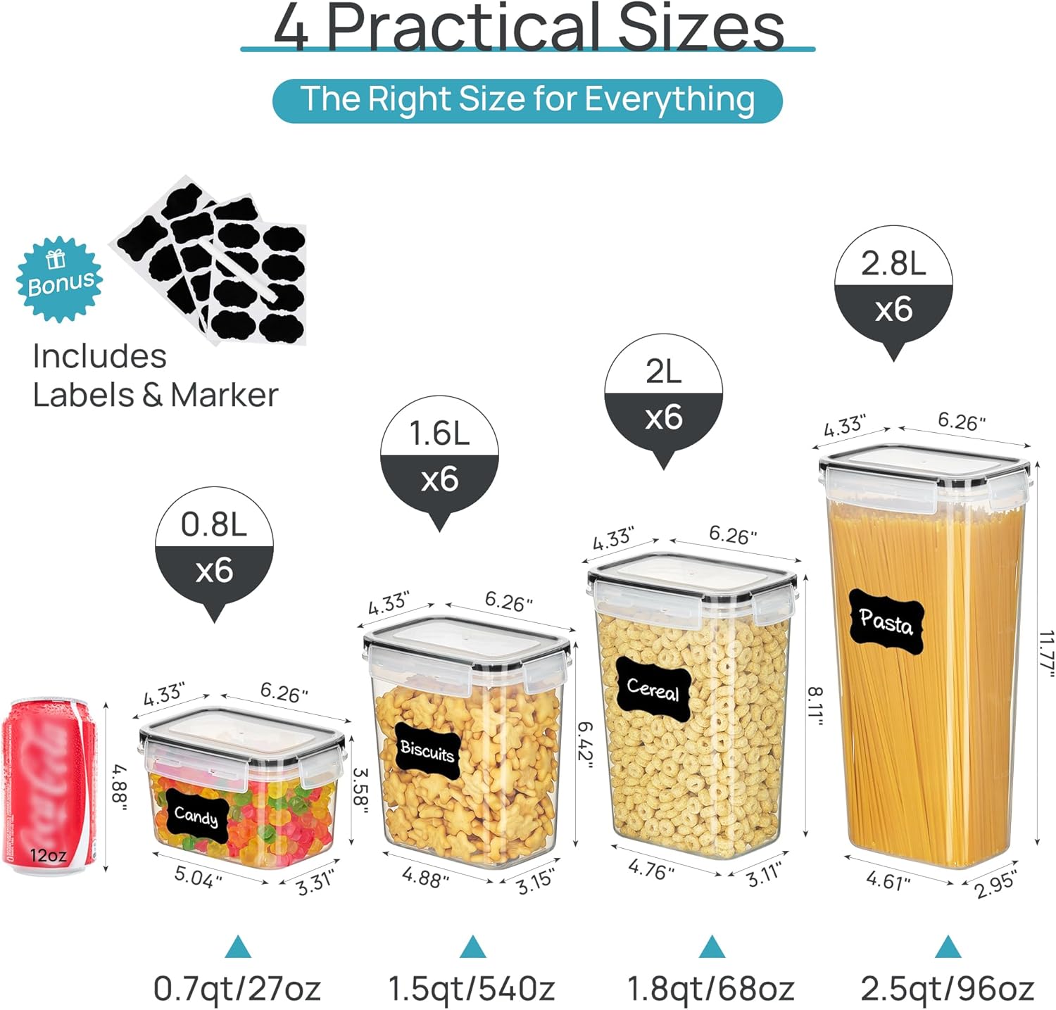 24 Pcs Airtight Food Storage C - огляд і ціна Food Storage Label