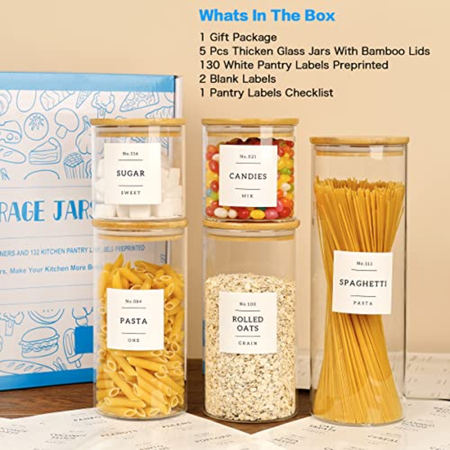 Curated Picks 5 Pcs Glass Food - огляд і ціна Food Storage Label