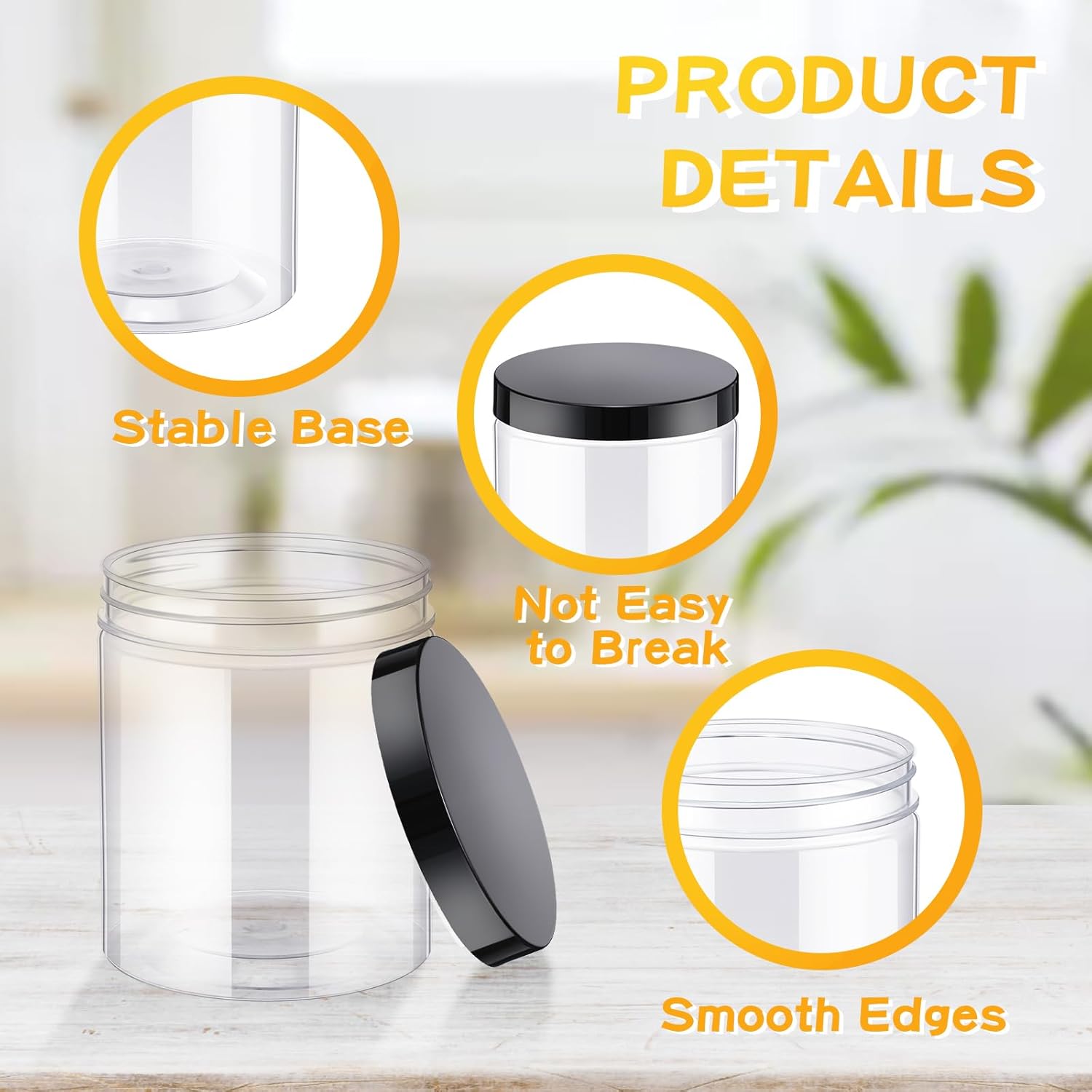 24 Pcs 16oz Plastic Jars with  - огляд і ціна Food Storage Jars Plastic