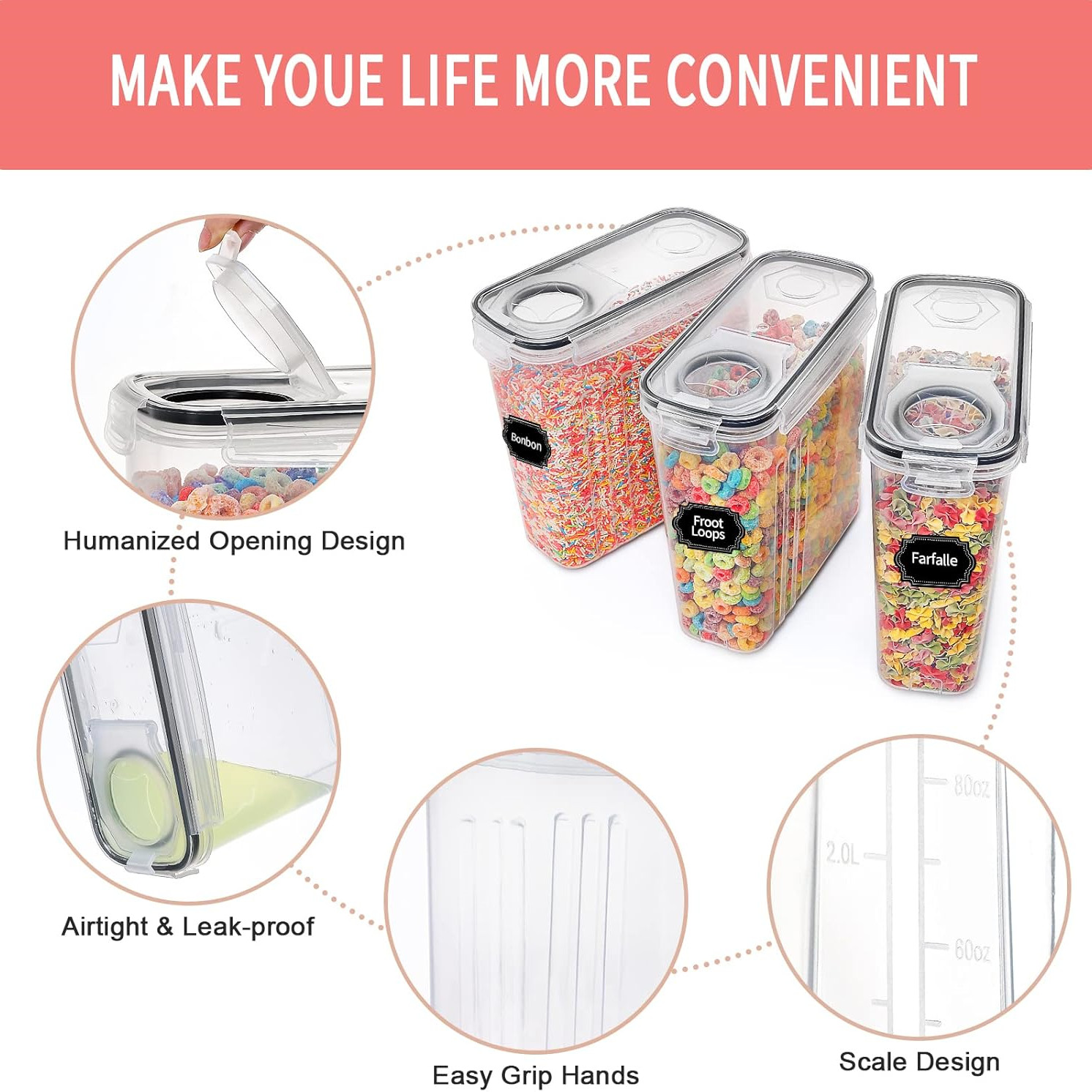 2.5L Cereal Storage Containers - огляд і ціна Food Storage Label
