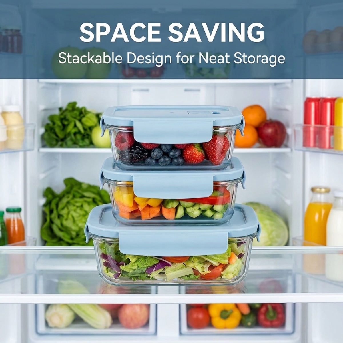Sky Blue Glass Food Storage Co - огляд і ціна Food Storage Stackable Containers