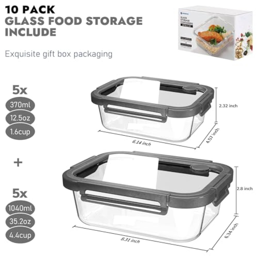 10-Pack Glass Food Storage Con - огляд і ціна Food Storage Glass