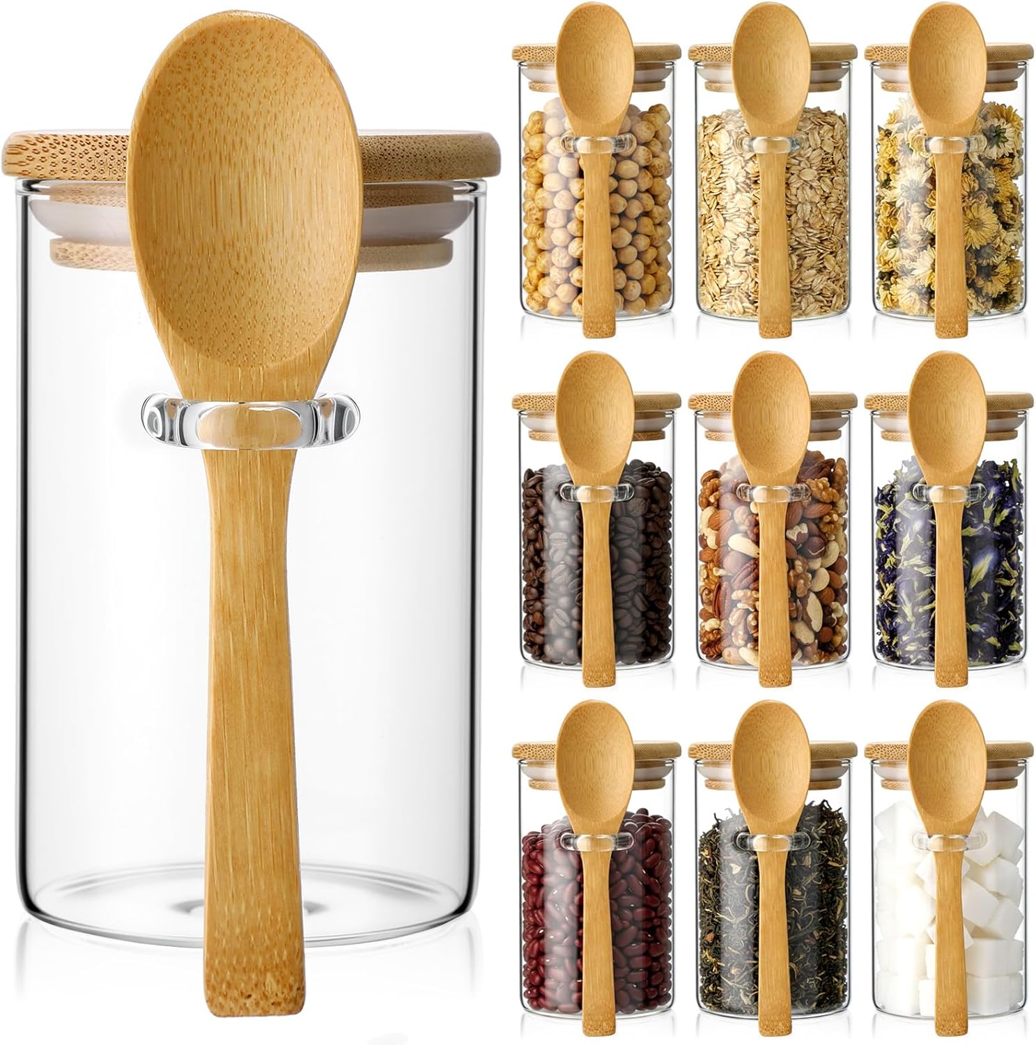 10 Pack Glass Jars with Bamboo - огляд і ціна Set Food Storage