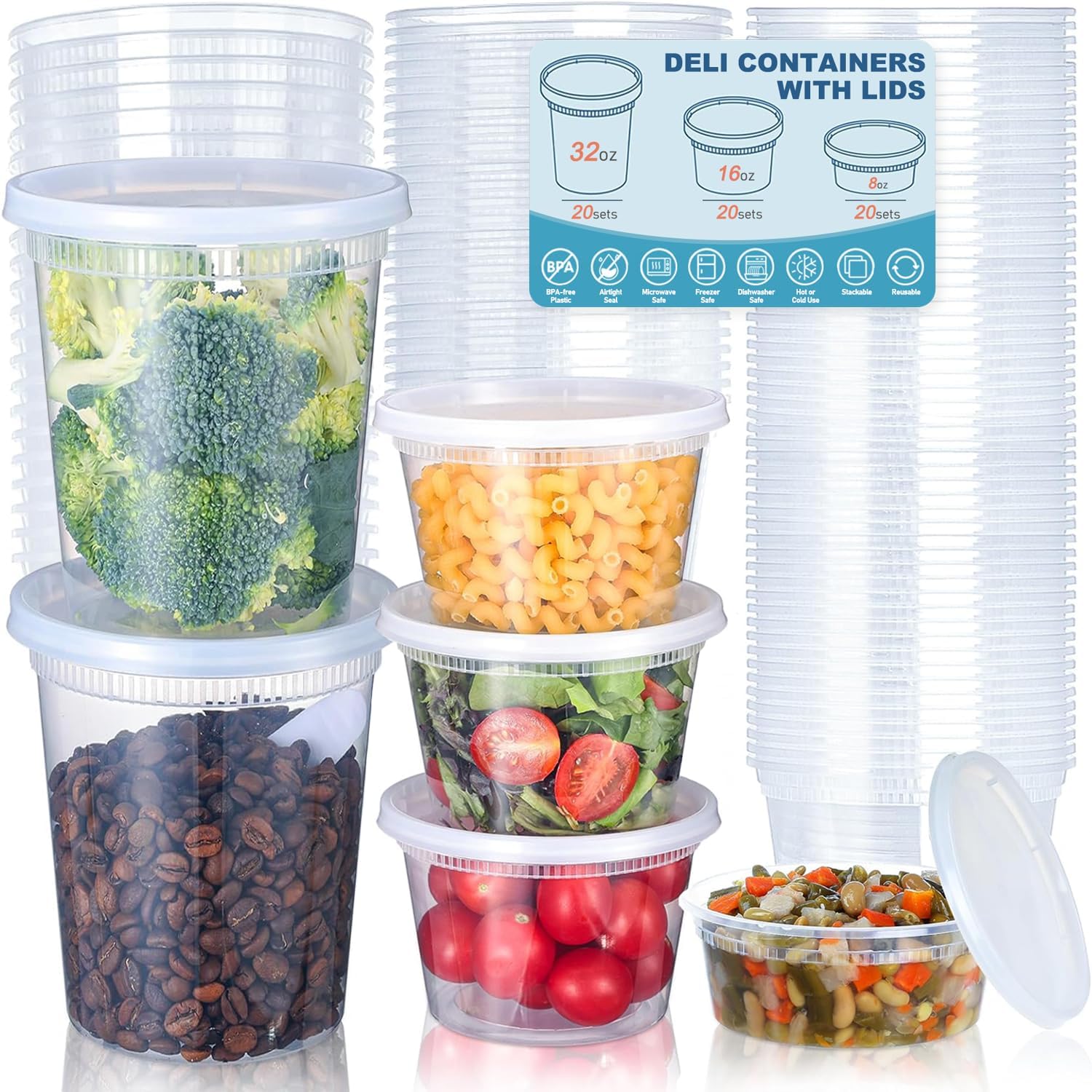 24pcs Deli Food Storage Contai - огляд і ціна Food Storage Jars Plastic
