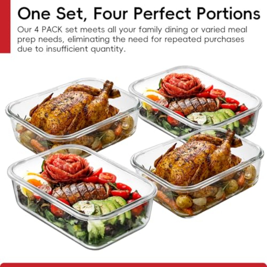 4 Pack 8 Cups/ 63oz Large Glas - огляд і ціна Food Storage Glass