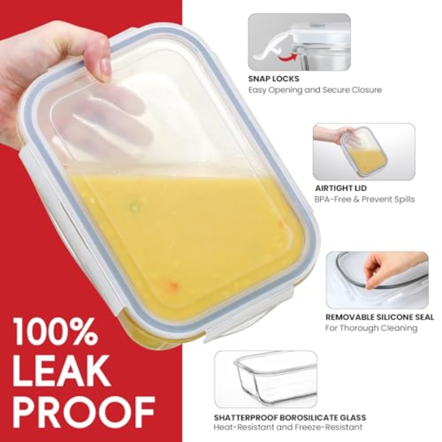 4 Pack 8 Cups/ 63oz Large Glas - огляд і ціна Food Storage Glass