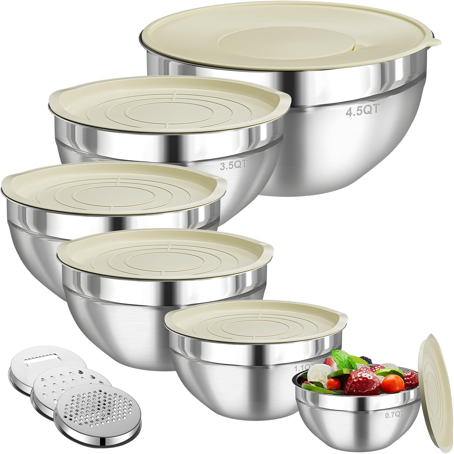 Mixing Bowls with Lids Set 6PC - огляд і ціна Food Storage Large