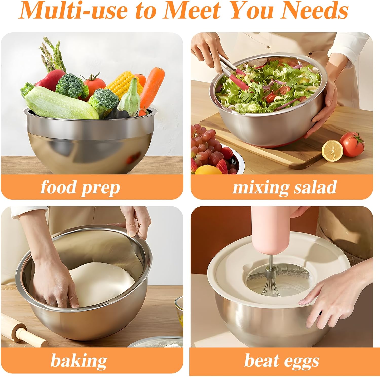 Mixing Bowls with Lids Set 6PC - огляд і ціна Food Storage Large