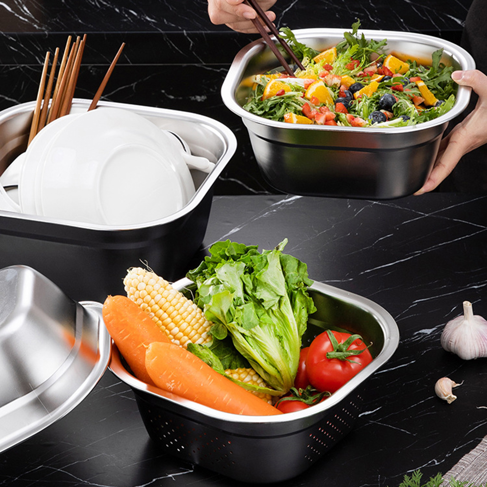 Stainless Steel Square Basin V - огляд і ціна Food Storage Containers Set