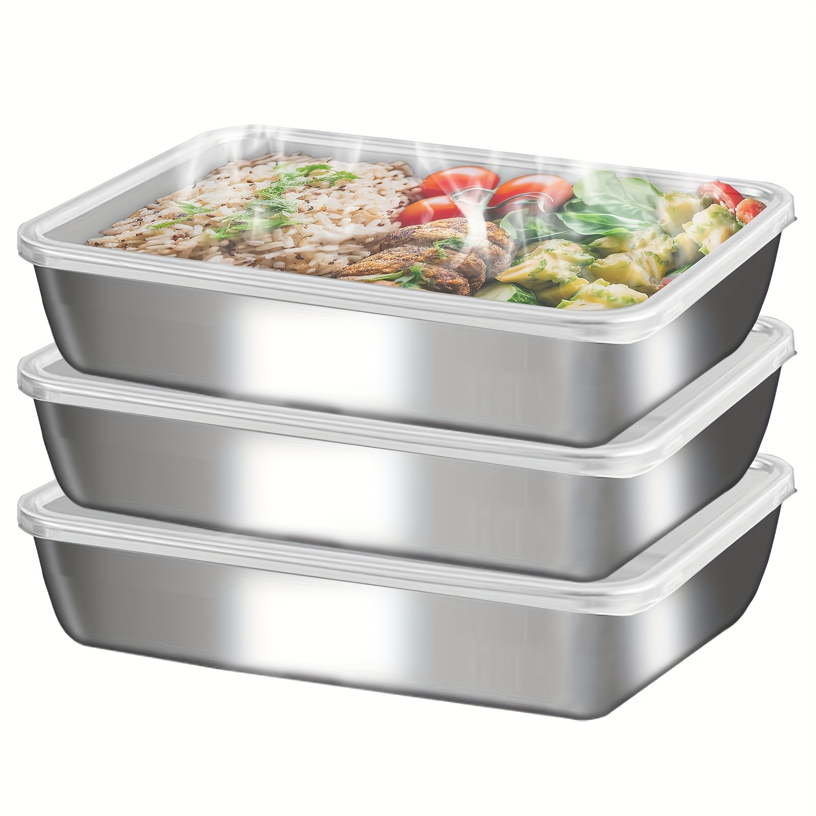 3pcs Stainless Steel Food Cont - огляд і ціна Food Storage Large