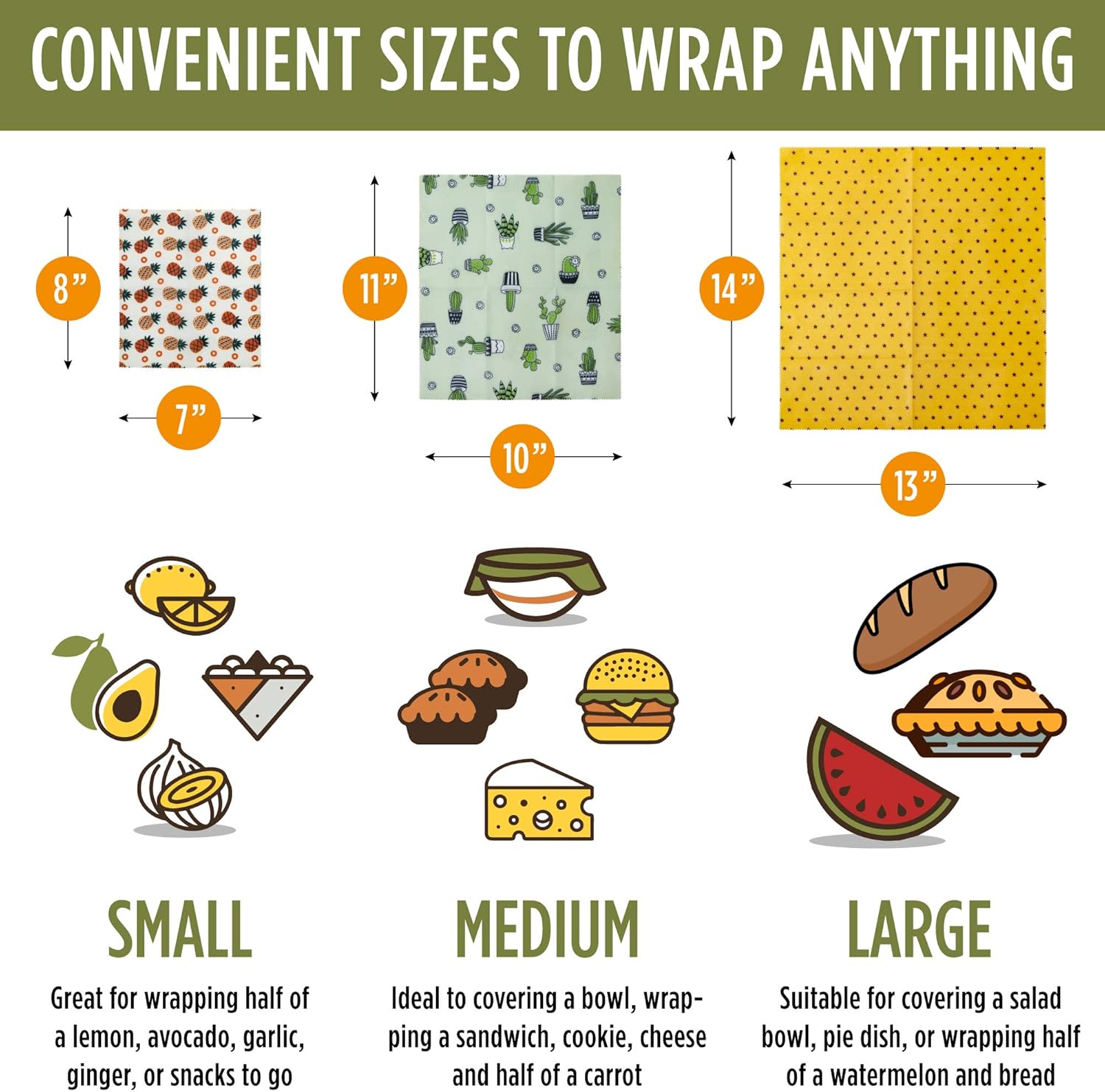 Beeswax Wraps Set of 7, Fresh  - огляд і ціна Set Food Storage