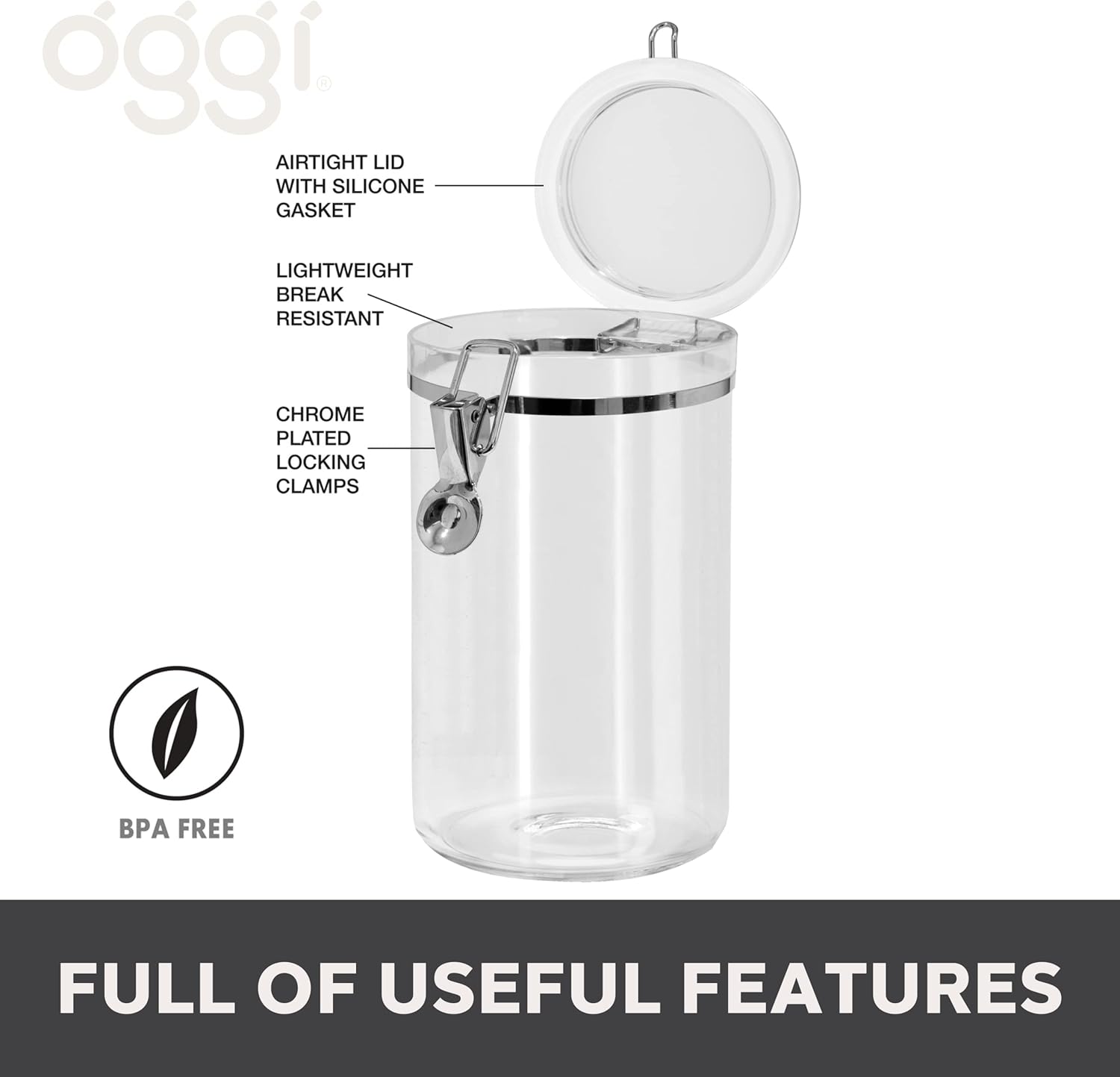 Large Clear Canister with Airt - огляд і ціна Food Storage Pantry