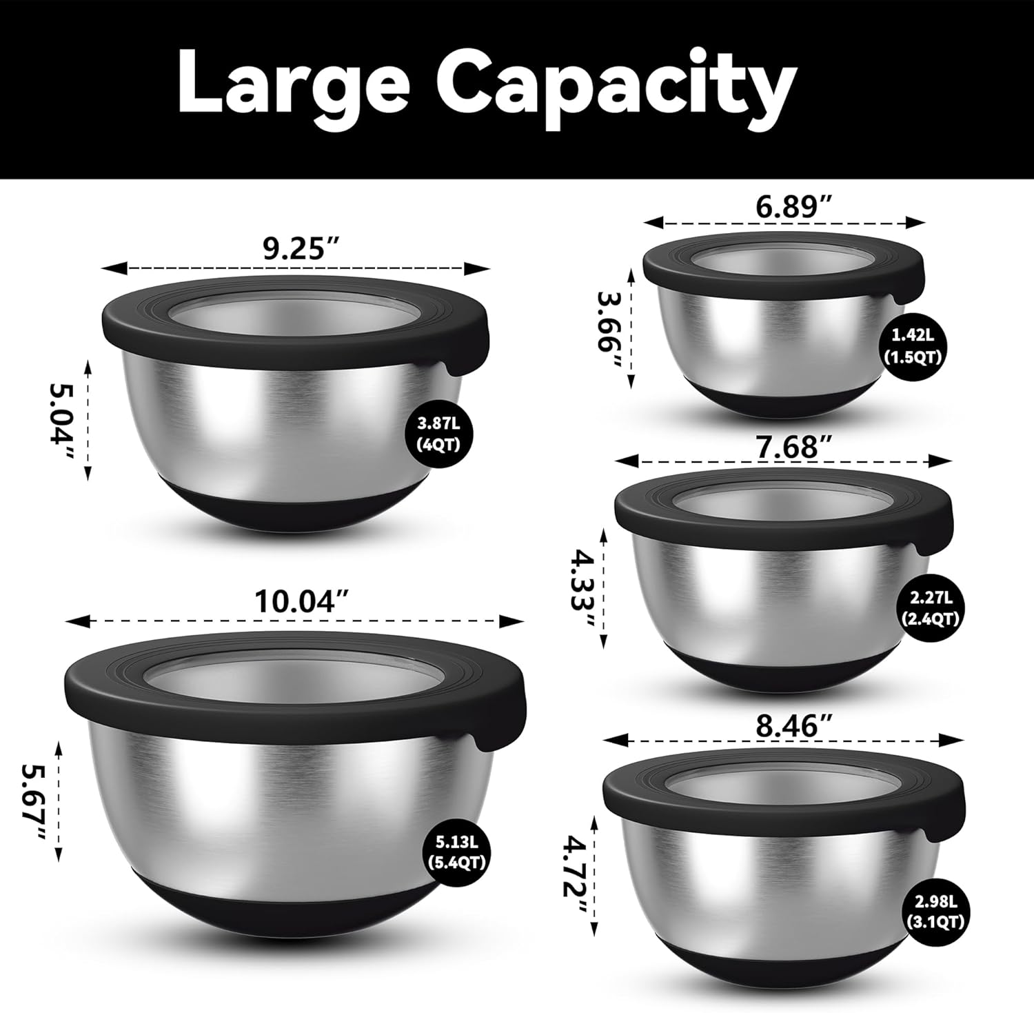 Stainless Steel Mixing Bowls w - огляд і ціна Set Food Storage