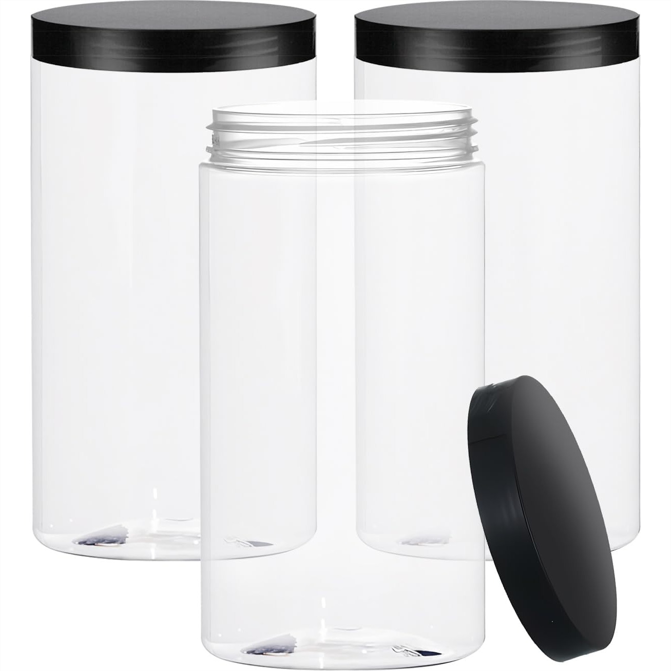 33oz Clear Plastic Jars with L - огляд і ціна Food Storage Jars Plastic