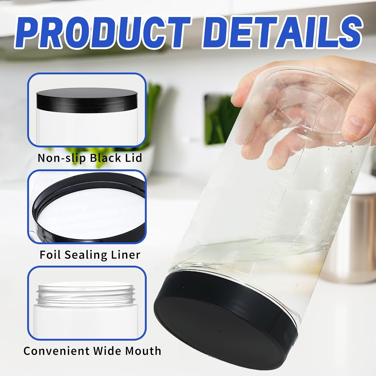 33oz Clear Plastic Jars with L - огляд і ціна Food Storage Jars Plastic