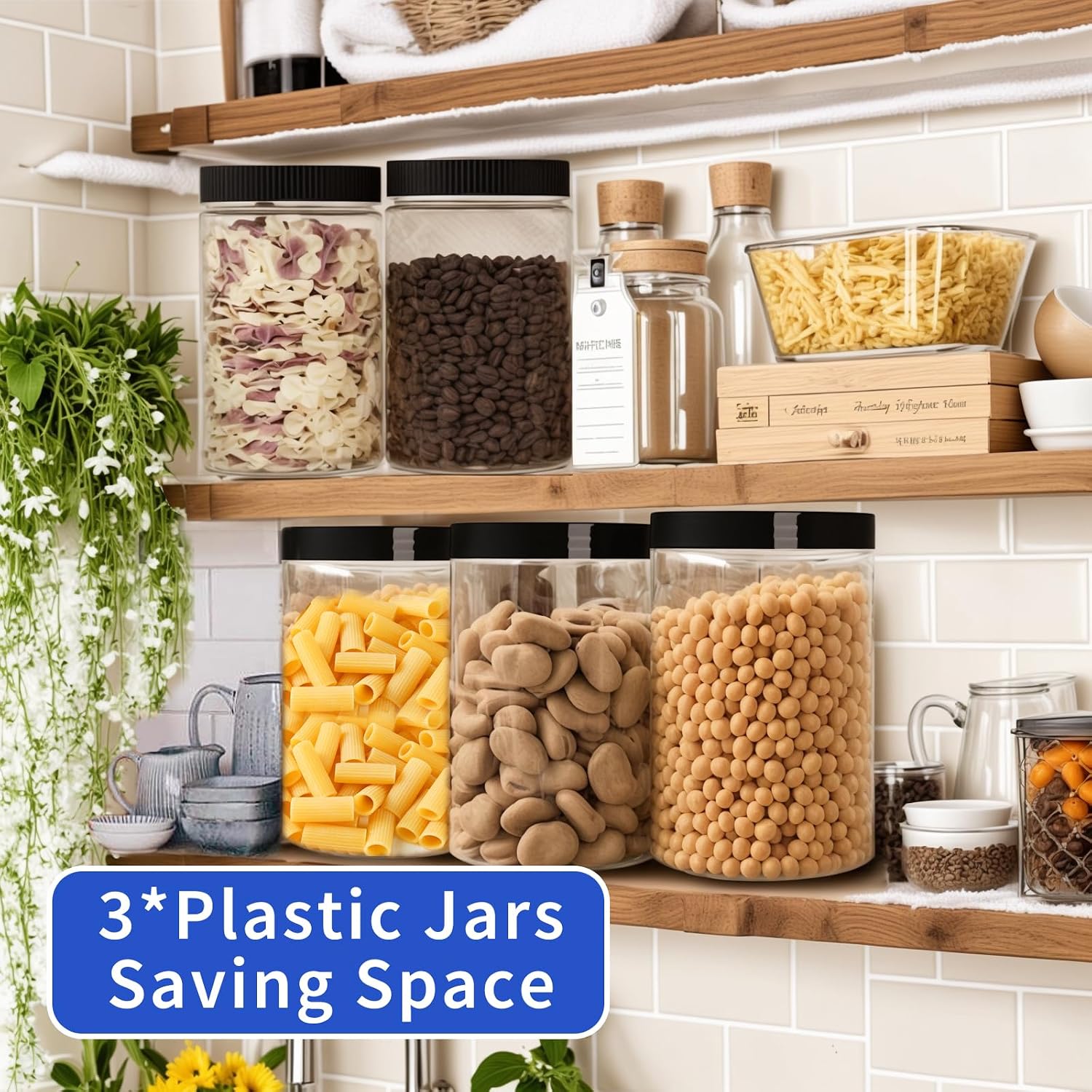 33oz Clear Plastic Jars with L - огляд і ціна Food Storage Jars Plastic