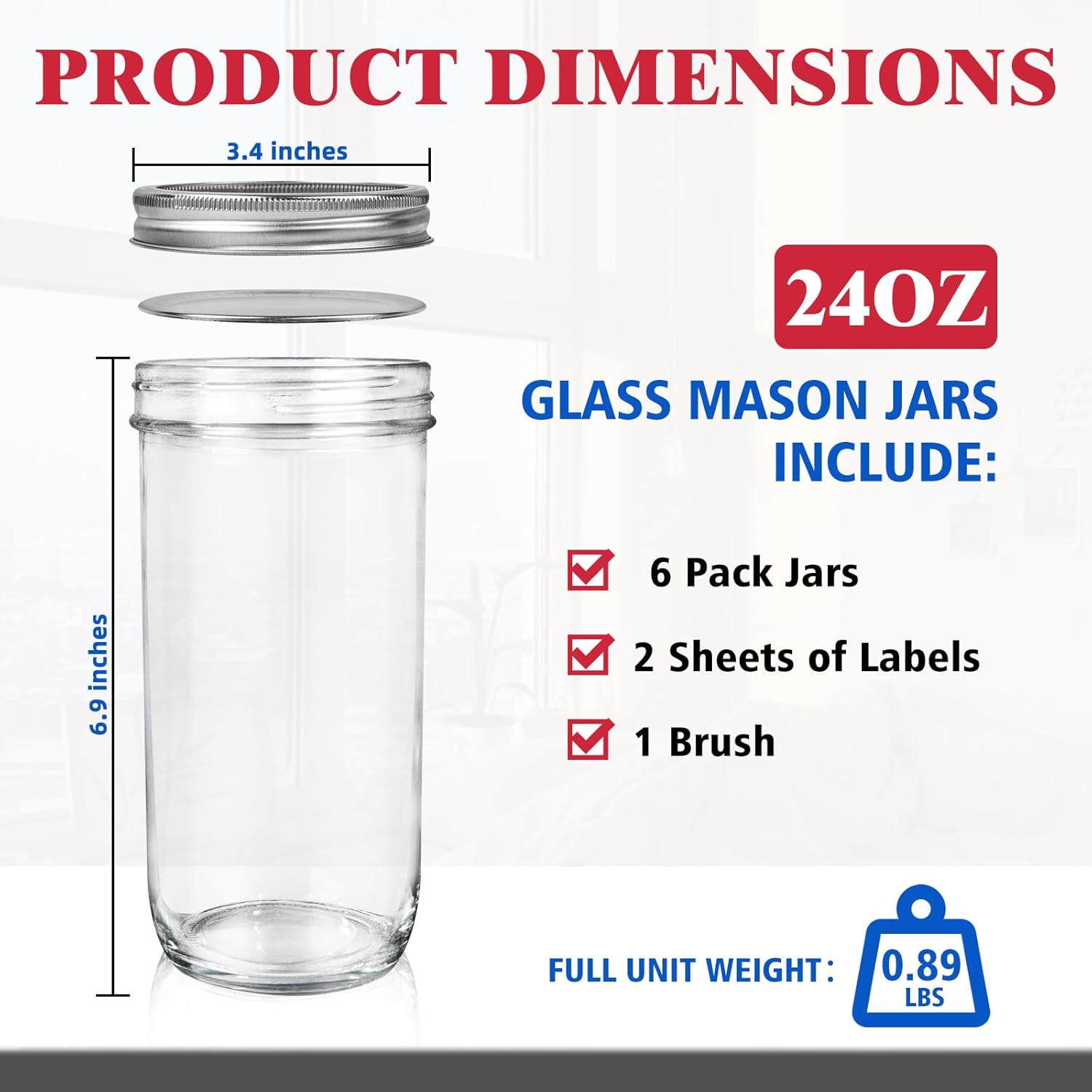 Jars Wide Mouth 6 Pack, 24oz G - огляд і ціна Food Storage Jars & Containers