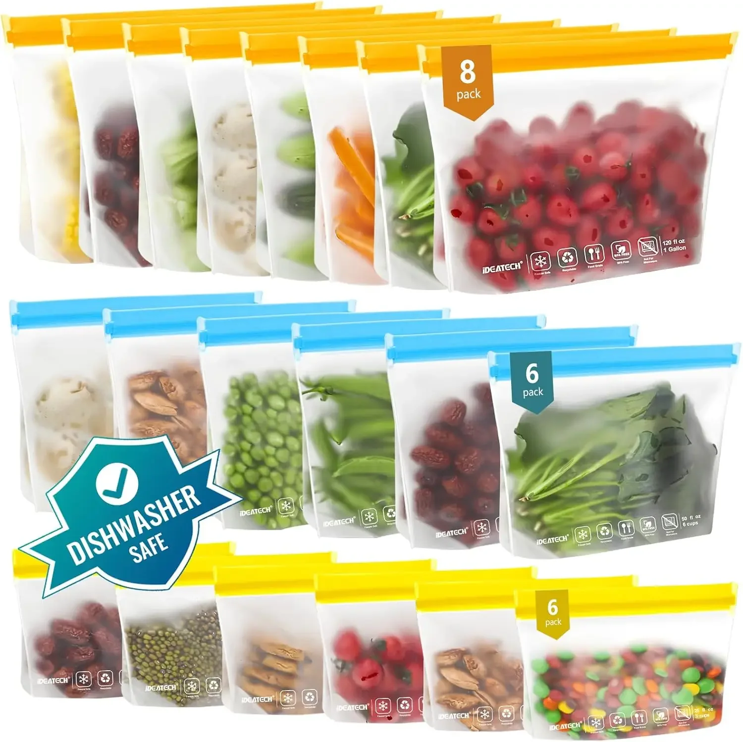 20Pack Reusable Bags Dishwashe - огляд і ціна Food Storage Plastic Bag