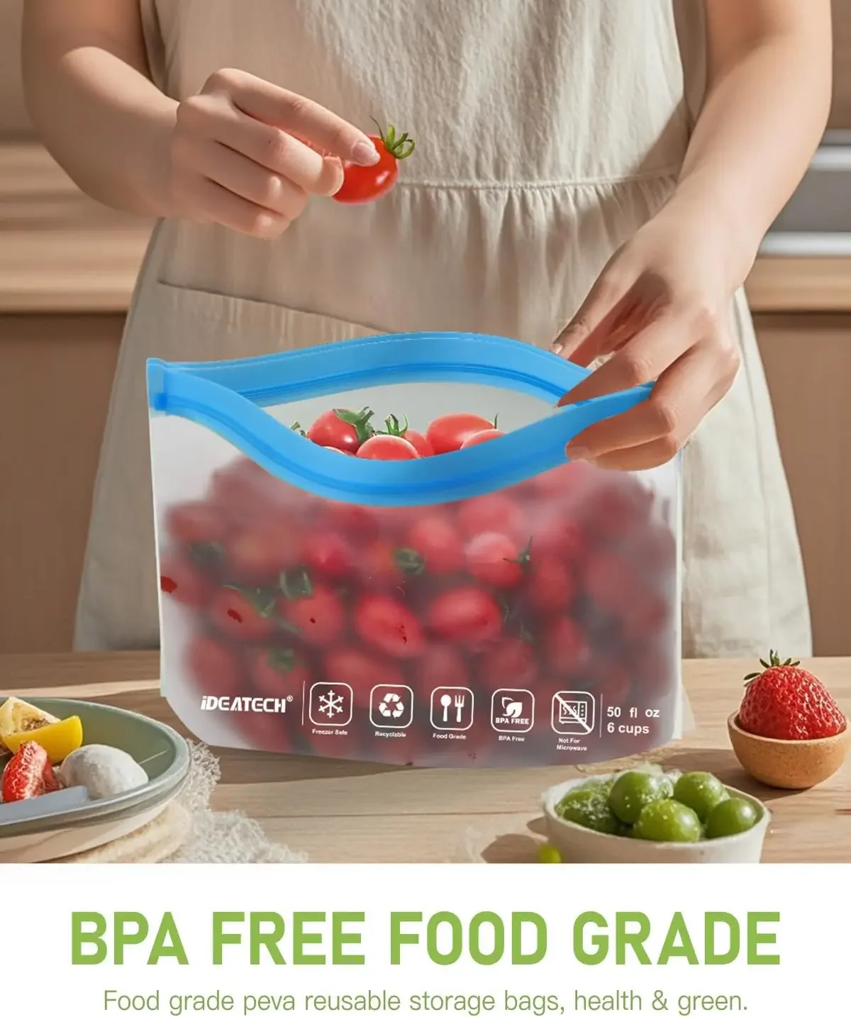 20Pack Reusable Bags Dishwashe - огляд і ціна Food Storage Plastic Bag