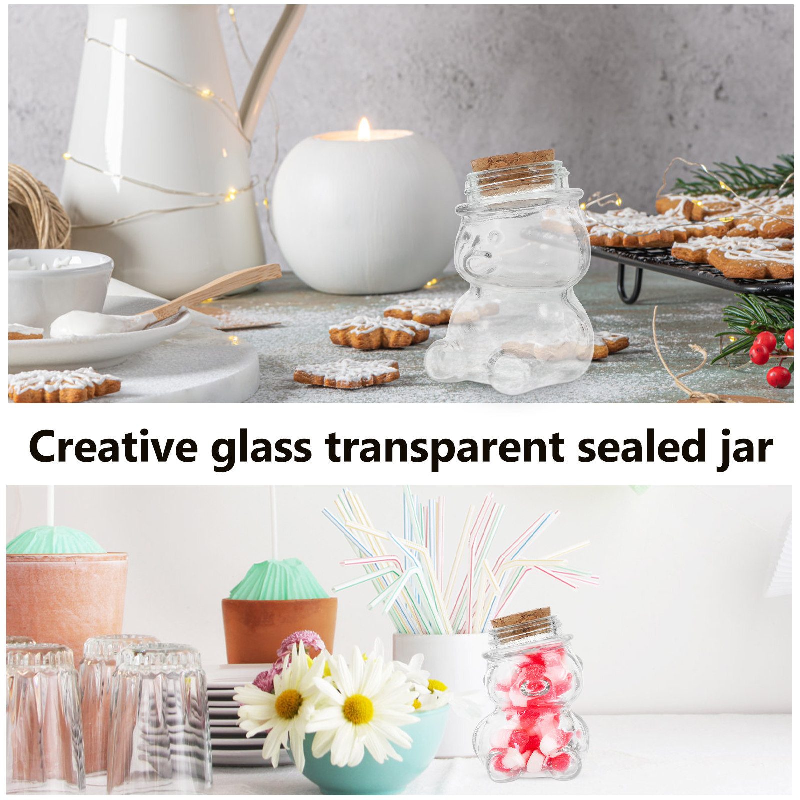 4Pcs Glass Candy Jar Set Trans - огляд і ціна Set Food Storage