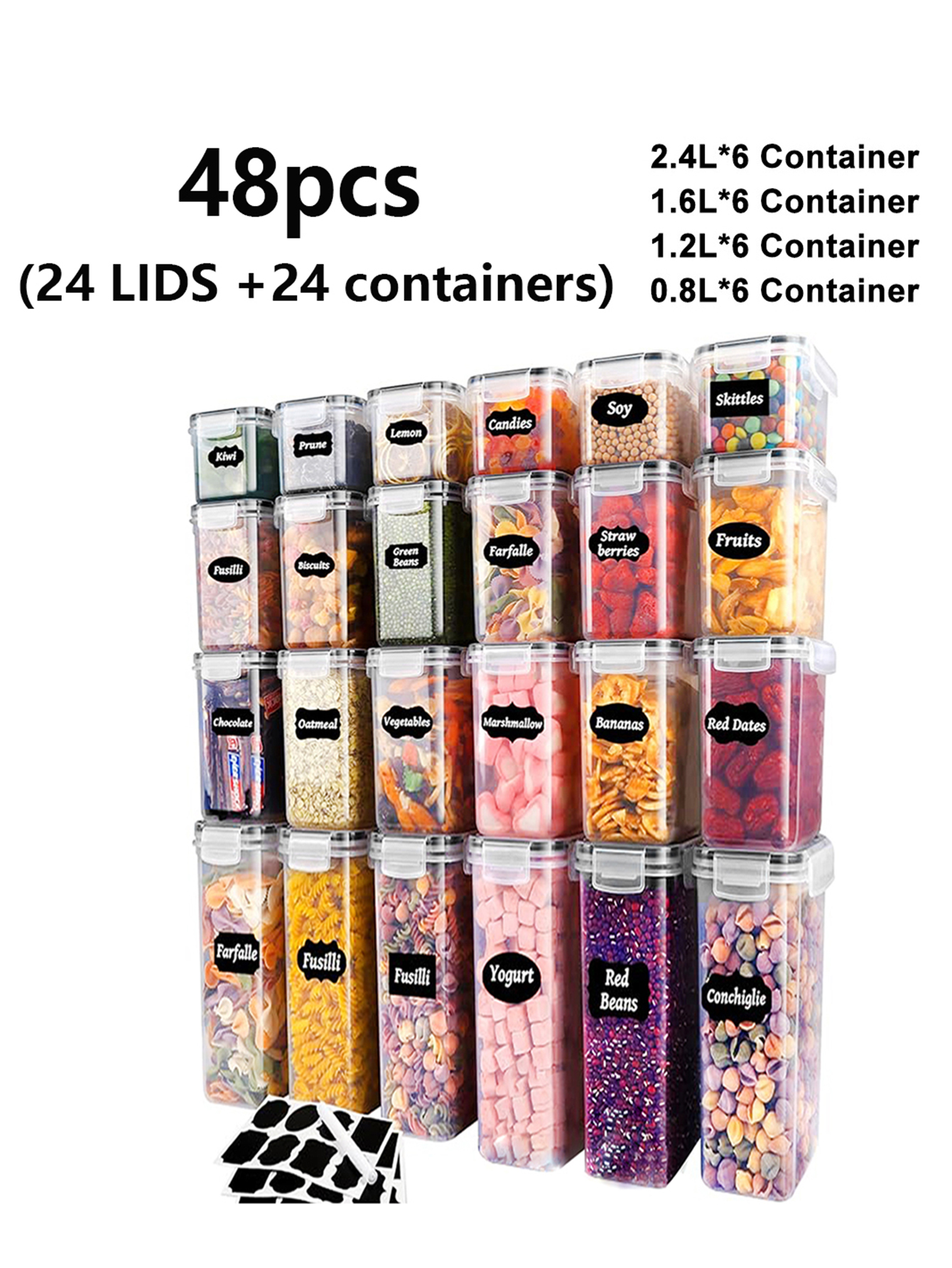 48pcs,Sealed food storage cont - огляд і ціна Food Storage Jars Plastic