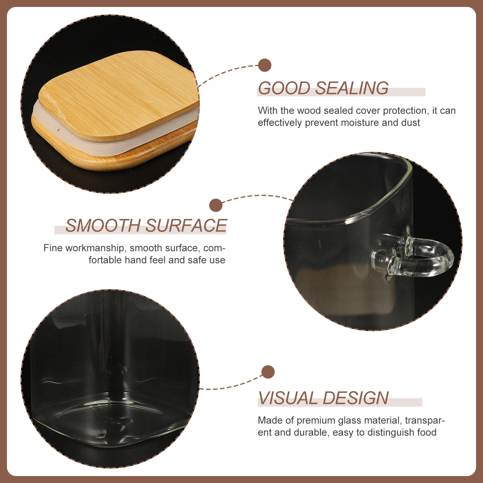 1Set Square Airtight Glass Foo - огляд і ціна Food Storage Jars Plastic